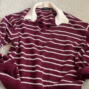 Lioness striped button up collar sweater